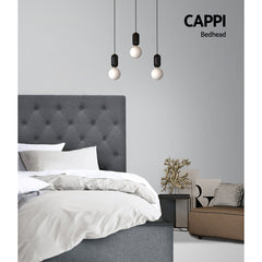 Artiss Bed Head Headboard King Single Size Fabric - CAPPI Grey