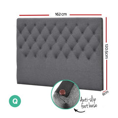 Artiss Bed Head Headboard Queen Size Fabric - CAPPI Grey