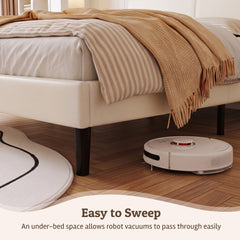 Artiss Queen Bed Frame with USB Charging and Side Storage Shelves Beige