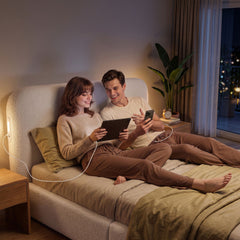 Artiss Queen Bed Frame with Bouclé Headboard, USB-C Charging & Night Lights