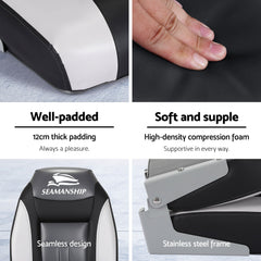 Seamanship 2X Folding Boat Seats with 2X Adjustable Pedestals 55–75cm Marine Seat Swivel High Back 12cm Padding Black