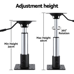 Seamanship Boat Seat Pedestal 34-46cm Adjustable Gas Lift 360 Degrees Swivel