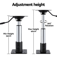Seamanship Boat Seat Pedestal 34–46cm Adjustable Gas Lift 360 Degrees Swivel 2 Pack