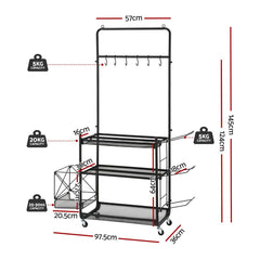 Everfit Yoga Mat Ball Storage Cart Multifunction Equipment Organizer Rack 145cm