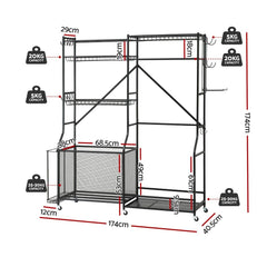 Everfit Sports Equipment Organizer Rack Multi Garage Storage for Golf Bag 174cm