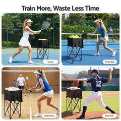 Everfit Foldable Tennis Hopper Stand with Wheels Holds Up to 150 Balls