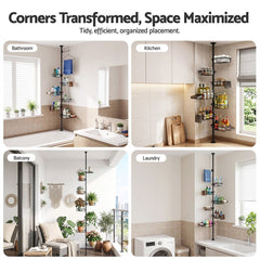 Artiss Tension Pole Shower Caddy Steel Corner Bathroom Shelf Black