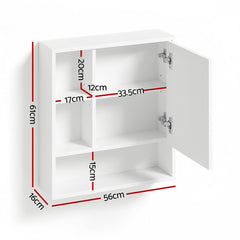 Cefito Bathroom Mirror Cabinet Mirrored Medicine Adjustable Shelf Wall Mounted 560mm White