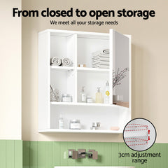 Cefito Bathroom Mirror Cabinet Mirrored Medicine Adjustable Shelf Wall Mounted 560mm White