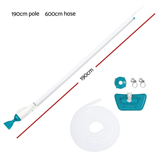 Bestway Pool Cleaner 2 Cleaning Heads Vacuum 6m Hose 1.9m Aluminium Pole