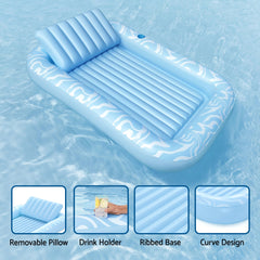 Bestway Float Floating Seat Pool Lounger Inflatable Lounge Chair Bed Pillow Cup Holder 2.03MX1.37M