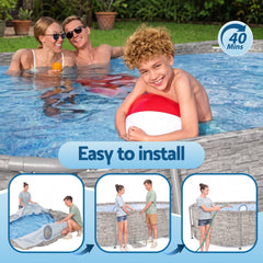 Bestway Swimming Pool 427x250x100cm Steel Frame Above Ground Pools Filter Pump Ladder 7250L