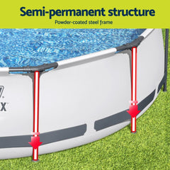 Bestway Swimming Pool 427x427x122cm Steel Frame Above Ground Pools Round Filter Pump Ladder