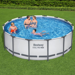 Bestway Swimming Pool 427x427x122cm Steel Frame Above Ground Pools Round Filter Pump Ladder