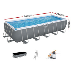 Bestway Swimming Pool 640x274x132cm Steel Frame Above Ground Pools Filter Pump Ladder 19281L