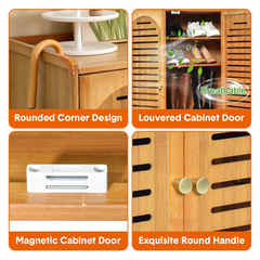 Bamboo Shoe Cabinet Multi-Tier Freestanding Shoe Storage Rack Hold Up to 20 Pairs with Ventilated Magnetic Door for Entryway Hallway Living Room 88x32x95cm
