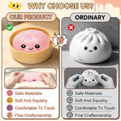4 Pack Dumpling Squeeze Toys Squishy Bun Mystery Box Glitter Fidget Sensory TPR Stress Ball for Adults Teens Kids Party Holiday Birthday Gifts Multi Color