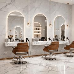 Arched Bathroom Backlit Mirror Shatterproof Tempered Glass with 3 Colors and Dimmable LED Lights Frameless Anti-fog Waterproof Vanity Wall Mirror 89x60cm