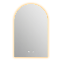 Arched Bathroom Backlit Mirror Shatterproof Tempered Glass with 3 Colors and Dimmable LED Lights Frameless Anti-fog Waterproof Vanity Wall Mirror 89x60cm