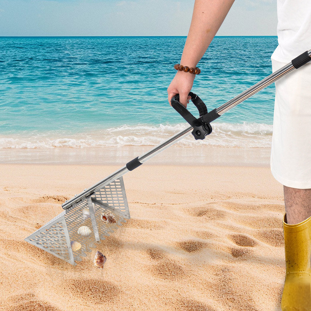 Beach Rake Stainless Steel Sand Flea Seashell Rake 141cm Detachable beach-rake-stainless-steel-sand-flea-seashell-rake-141cm-detachable