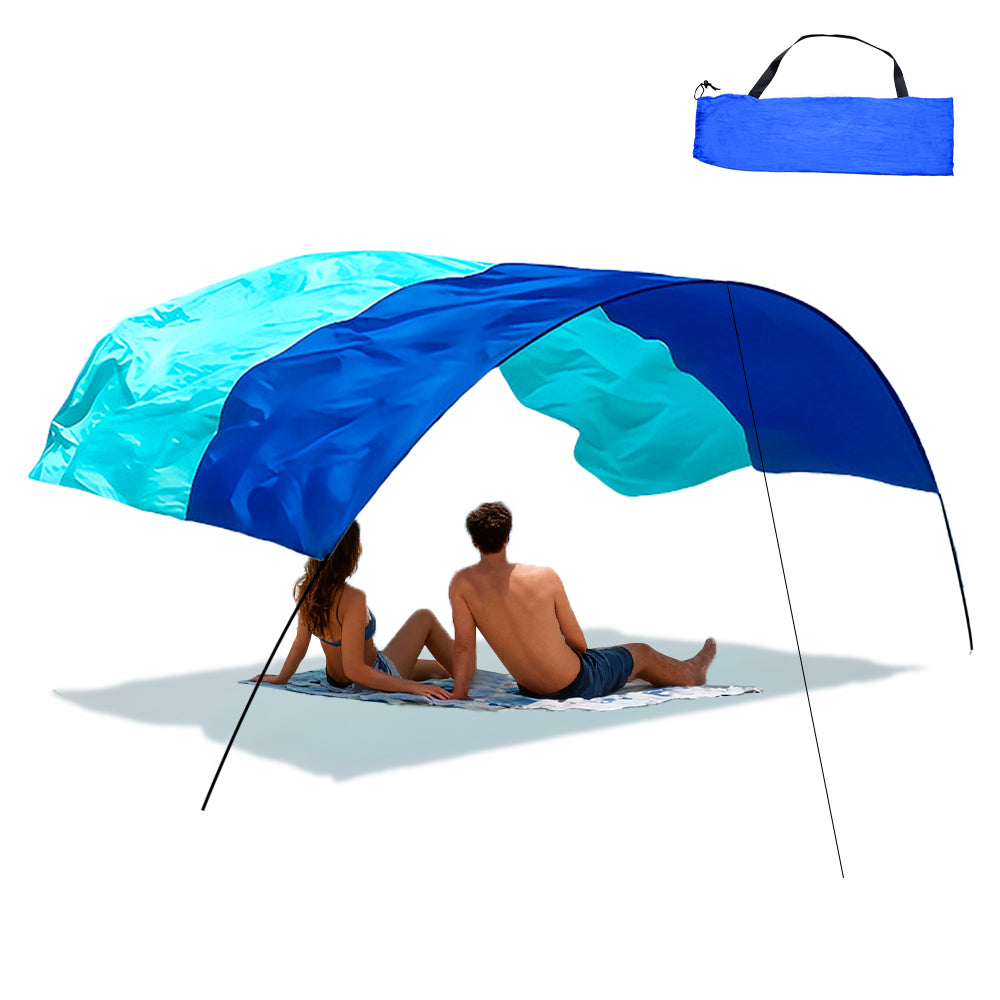 5x3m Beach Shade Canopy Lightweight UPF50+ Sun Shelter for Up to 6 People with Wind Rope Ground Nails and Carry Bag for Beach Camping Wind Assist Included