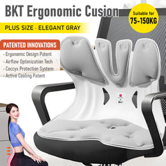 BKT Cushion Portable Ergonomic Lower Back Seat Lumbar Support Chair Posture Corrector Extra Large Fit 75-150kg Users for Home Office Chair and Floor Seat