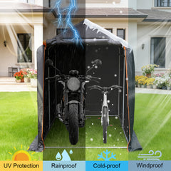 Bike Tent Outdoor Waterproof Storage Shed Heavy Duty Galvanised Steel Frame Bicycle Motorcycle Cover Shelter with Roll-up Zipper Door 120x186x165cm