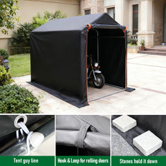 Bike Tent Outdoor Waterproof Storage Shed Heavy Duty Galvanised Steel Frame Bicycle Motorcycle Cover Shelter with Roll-up Zipper Door 120x186x165cm