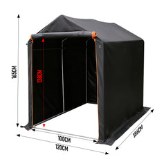 Bike Tent Outdoor Waterproof Storage Shed Heavy Duty Galvanised Steel Frame Bicycle Motorcycle Cover Shelter with Roll-up Zipper Door 120x186x165cm