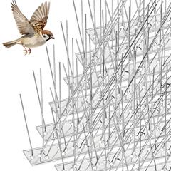 Bird Spikes for Pigeons Possum Small Birds Outdoor Deterrent Stainless Steel Base with 48 Strips for Fence Roof Mailbox Window Anti Bird Nests and Poop