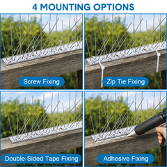 Bird Spikes for Pigeons Possum Small Birds Outdoor Deterrent Stainless Steel Base with 48 Strips for Fence Roof Mailbox Window Anti Bird Nests and Poop