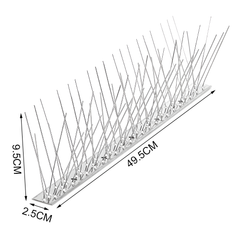Bird Spikes for Pigeons Possum Small Birds Outdoor Deterrent Stainless Steel Base with 48 Strips for Fence Roof Mailbox Window Anti Bird Nests and Poop