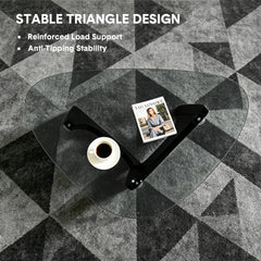 Triangle Glass Coffee Table Modern Side Table Clear Tempered Glass Top with Wood Base for Living Room Office Apartment Small End Table Height 40cm Black