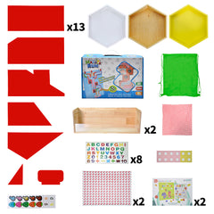 Giant 2 in 1 Magnetic Whiteboard and Brick Compatible Wall Panel 2255 Blocks 6 Magnets 2 Layer Stick On Creative Play Set for Kids Home School