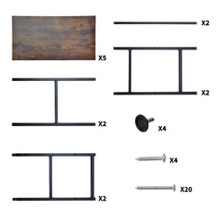 5 Tier Bookshelf Freestanding Open Metal Frame Bookcase Loading Capacity 6kg per Tier for Home Office Living Room Kitchen Rustic Display Stand 60x30x157cm