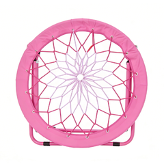 Folding Bungee Chair Fun Bouncy Dish Chair with Reinforced Rope Web Diameter 81.5cm For Room Camping Outdoor Portable Relaxation Chair 110kg Capacity Pink