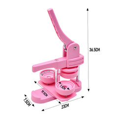 58mm Button Maker Machine DIY Badge Making Pin Press Machine with All-Inclusive Accessories for Custom Pin Badges Mirrors Fridge Magnets Gift Set Pink