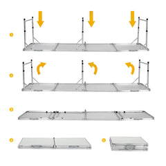 Weisshorn Folding Camping Table 240CM Portable Outdoor Picnic BBQ Aluminium Desk