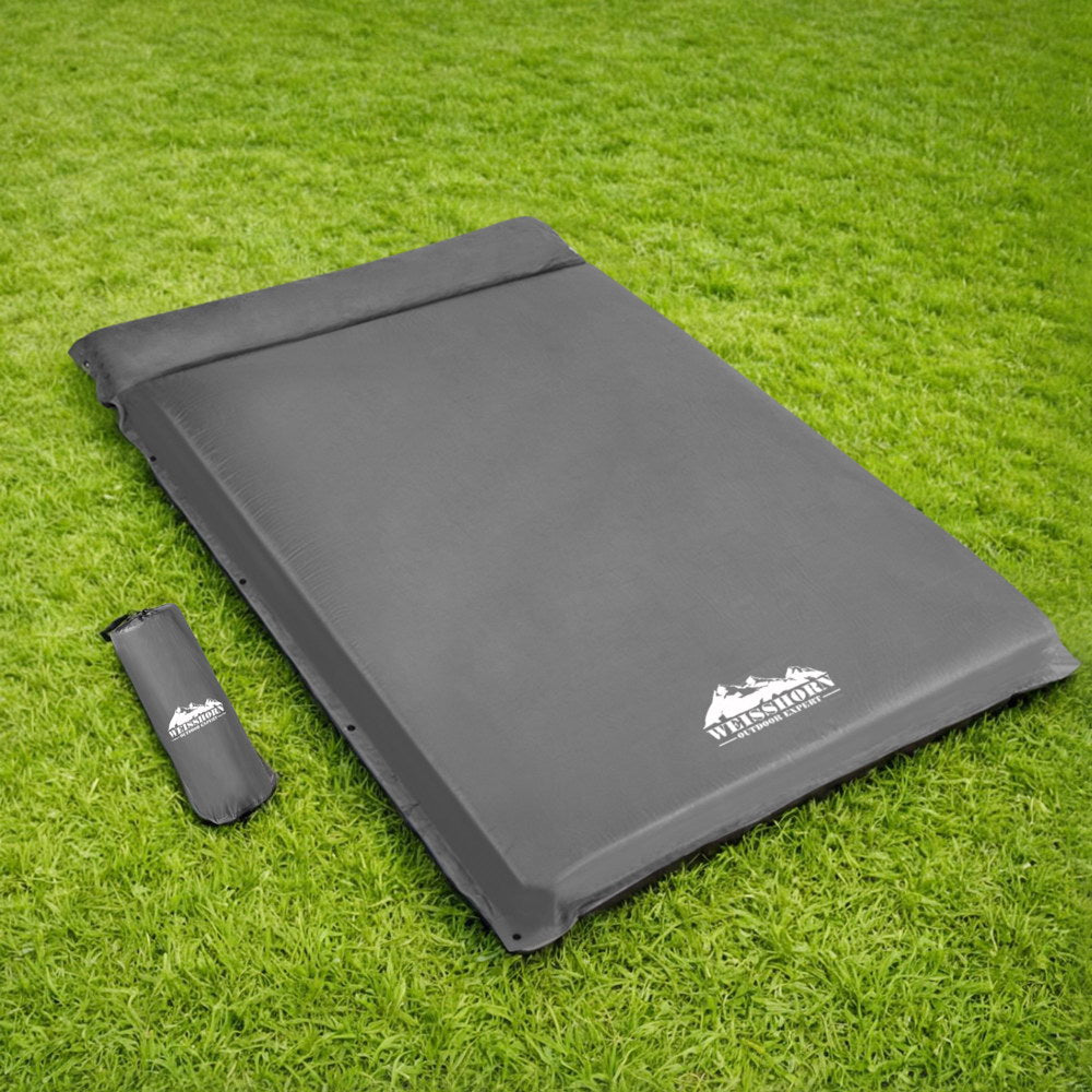 Weisshorn Self Inflating Mattress 10CM Camping Sleeping Mat Air Double Grey