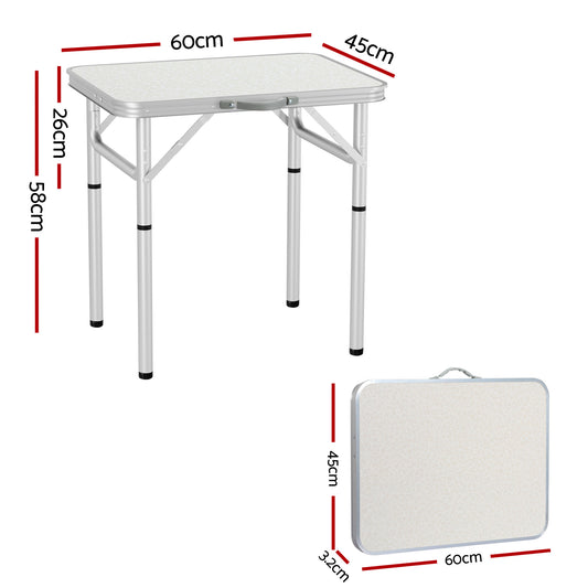 Weisshorn Folding Camping Table 60CM Adjustable Portable Outdoor Picnic Desk