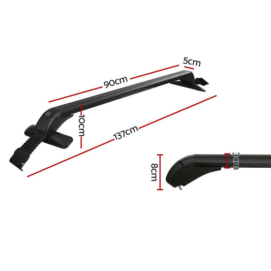 Universal Car Roof Racks Pod Aluminium Cross Bars Clamps Lockable 90cm Black