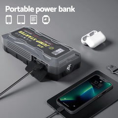 Giantz 2000A Portable Car Jump Starter 12V Lithium Battery Booster Pack Power Bank & Jumper Cables