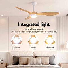 Devanti 52'' Ceiling Fan DC Motor w/Light w/Remote - Wood