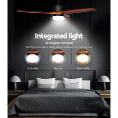 Devanti 52'' Ceiling Fan DC Motor 3 Blades w/Light - Dark Wood