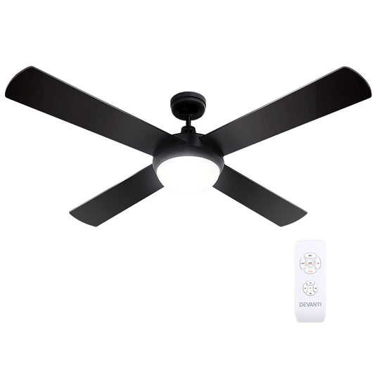 Devanti 52'' Ceiling Fan AC Motor w/Light w/Remote - Black