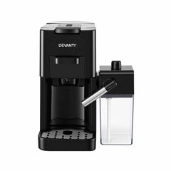 Devanti Capsule Coffee Pod Machine with Milk Frother, Black