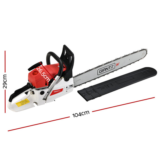 Giantz 62cc Petrol Chainsaw 24 Inch Bar Chain Saw Tree Pruner 2 Stroke E-Start