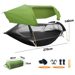 Hammock Tent Outdoor Double Portable Multi-Functional Waterproof Hammock Parachute Camping Hanging Bed 270x140cm with Anti Mosquito Net and Storage Bag