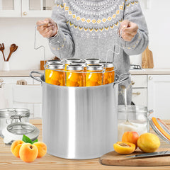 8Pcs Canning Pot Set 21.5Qt Stainless Steel Water Bath Canner with Folding Rack and Glass Lid Canning Starter Kit Compatible with Induction and Gas Stoves