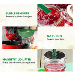 8Pcs Canning Pot Set 21.5Qt Stainless Steel Water Bath Canner with Folding Rack and Glass Lid Canning Starter Kit Compatible with Induction and Gas Stoves